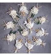 Mini Dried Flower Bouquet Set of 12, Small Bouquets, Bohemian Wedding Table Centerpieces Arrangem...