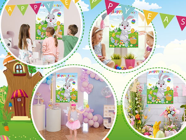 The easter rabbit poster background and stickers are made of quality paper