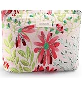 ZLFSRQ Floral Makeup Bag for Women Cute Cosmetic Bag Large Capacity Cosmetic Pouch Embroidery Vin...