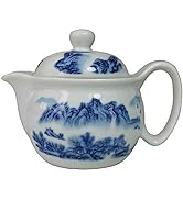 Teapot 12oz Blue White Stainless Filter Wire Infuser for Loose Tea (pot landscape)