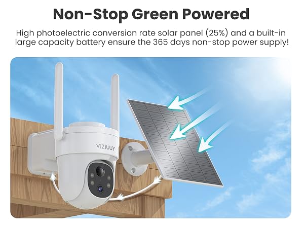 VIZIUUY solar camera security outdoor has a large capacity battery built in