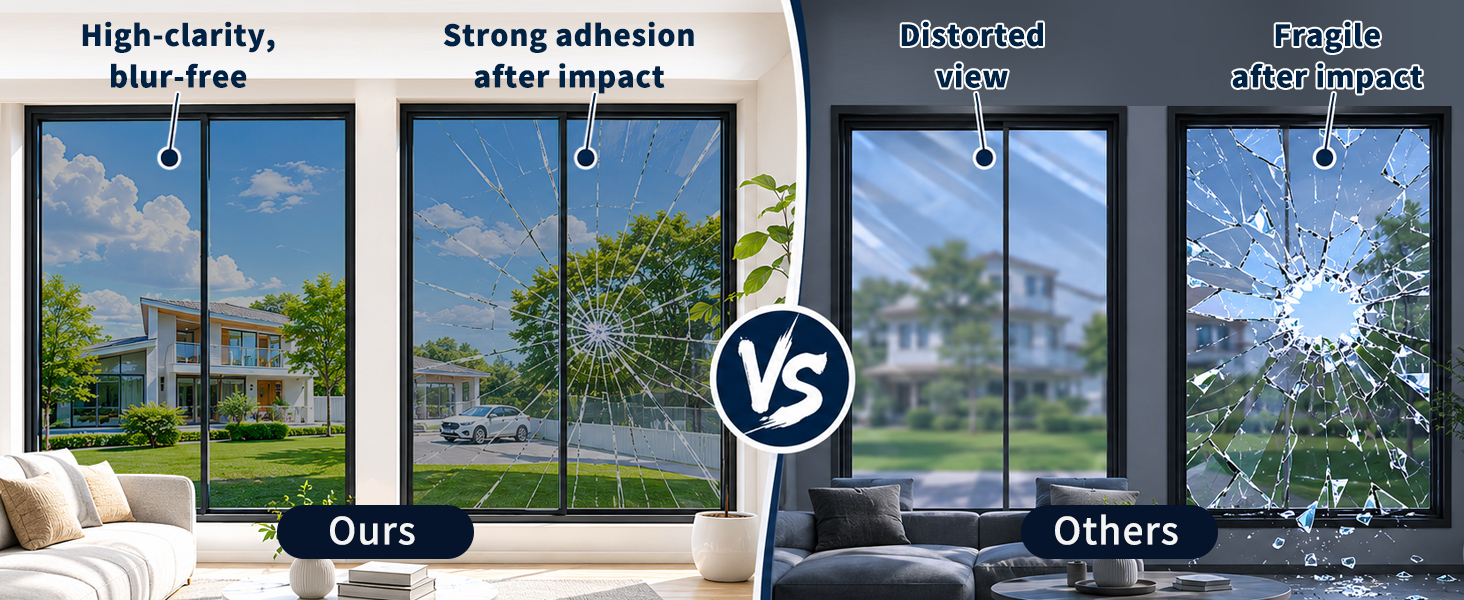 Safety window film shatterproof glass protection security tint blast resistant.
