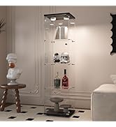 Beauty4U Glass Display Cabinet with Light, 4 Shelves, Curio Cabinets for Living Room, Bedroom, Of...