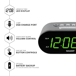 USB fast charge basic clock alarm simple easy to use