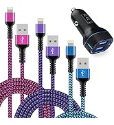 iPhone Car Charger, Dual USB Car Charger with Lightning Cables, 2Port USB Lighter Adapter Cargado...