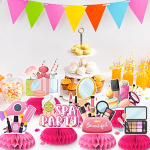 spa birthday party centerpieces