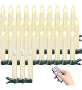 TECHLONG 30 PCS Flickering Christmas Tree Candle Lights, Clip on Candles for Christmas Tree Batte...