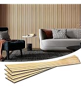 Art3d 4-Piece Wood Slat Acoustic Panels for Stylish Decor and Noise Reduction, 3D Textured Panel ...