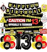 13th Birthday Decorations for Boys Girls, Caution Logos Happy 13th Birthday Party Decorations, 13...