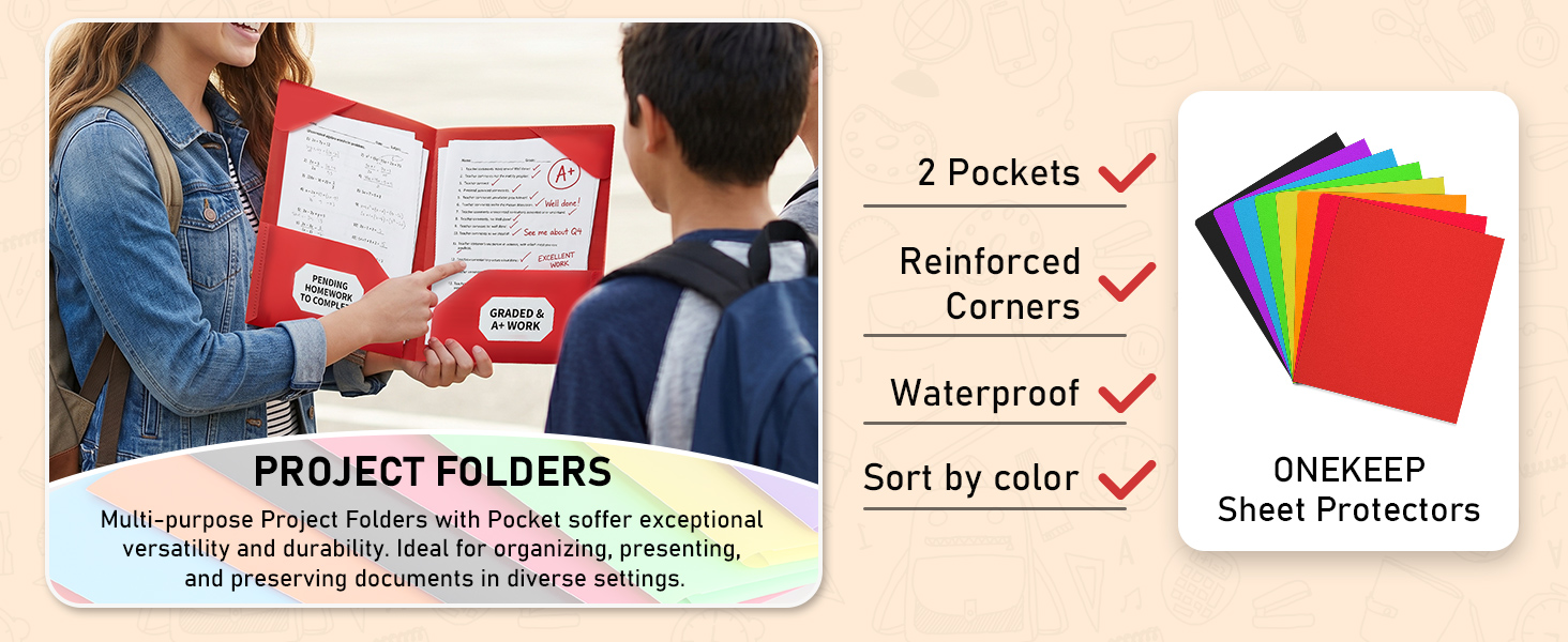 plastic folders with pockets
