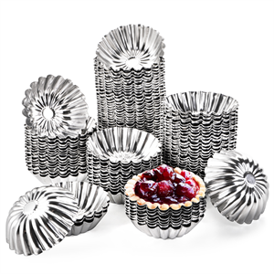 Dicunoy 100 Pieces Egg Tart Molds, 3" Mini Tart Pie Pan