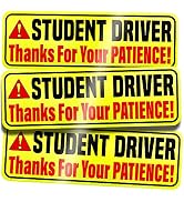 ASSURED SIGNS Student Driver Car Magnet Sticker Signs - EXTRA LARGE 12" by 4" - 3 Pack - Magnetic...