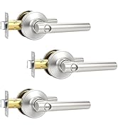 Brotima 3 Pack Privacy Brushed Nickel Door Handles, Keyless Nickel Door Lever Indoor for Bedroom ...