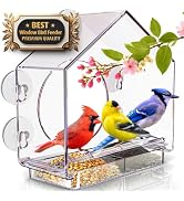 Premium Window Bird Feeder for Outside - Clear Bird House w/Largest Window for Viewing Birds - Ea...