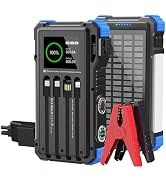 Uukto Car Battery Solar Jump Starter, 5000A Peak 12V Portable Jump Box for Up to 10.0L Gas & 6.0L...