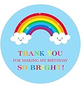 joycraft 60Pcs Rainbow Thank You Stickers, 2In Self-Adhesive Round Birthday Stickers,Personalized...