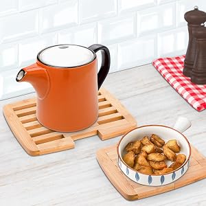 Yarlung Bamboo Trivet Expandable 9 Inch to 11.8 Inch, Square Hot Pad Trivet Heat Resistant Mat