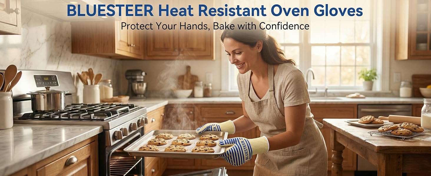 BLUESTEER Oven Gloves: Heat protection you can trust, for every delicious bake