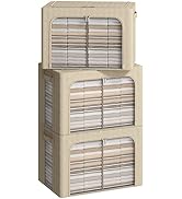 2Pack Stackable Storage Bins Oxford Frame Storage Box with Clear Window, Label Holder, Durable Ca...