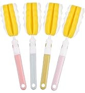 INVODA 4PCS Bottle Brush Long Handle Cup Cleaner Brush Sponge Bottle Scrubber Detachable Handle P...