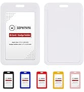 2 Pack Sliding ID Badge Holder - Heavy Duty Hard Plastic Sleeve Secures Work ID, Key Card, Credit...