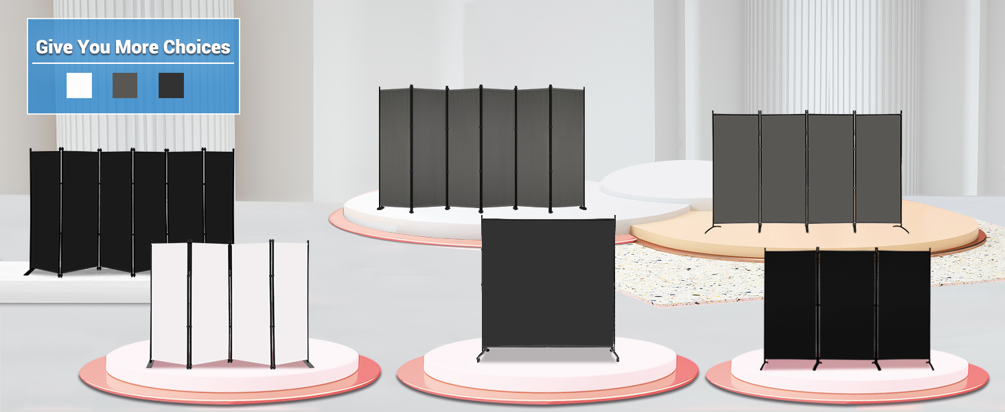 Mayoliah various room divders folding privacy screen in black grey and white colors