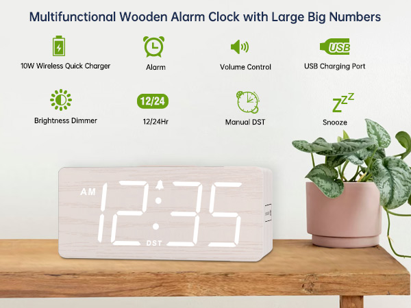 wooden digital clock
