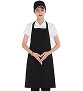 PUPOPIK Bib Apron Unisex Adjustable Waterdrop Resistant with 2 Pockets Chef Cooking Kitchen Apron...
