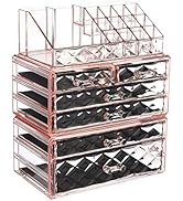 ZHIAI Makeup Organizer Acrylic Cosmetic Storage Drawers and Jewelry Display Box Transparent (Styl...