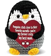 Wiz BBQT Handmade Crochet Penguin Gifts with Heartfelt Card–Mom Gift on Mothers Day for Mom Who L...