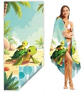 THISFIND Sea Turtle Beach Towel 180x80cm, Relaxing Ocean Theme Quick Dry Towel, Eco-Friendly Desi...