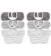 MUKIN Baby Drooling Towel, Snap Bibs, Muslin Bibs, 6 Pack, Adjustable, Soft Cotton
