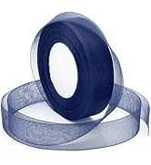 Sentoyou Bule Ribbon for Gifts Wrapping, 1 inch 50Yard Sheer Organza Ribbon, Navy Blue Gift Wrap ...