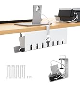 Syeeiex Under Desk Cable Management Tray with No-Drill C-Clamp & Screw Mount, 17'' Metal Under De...