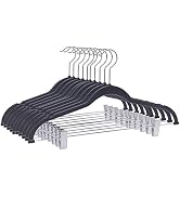 Quality Plastic 20-Pack Non Velvet Non-Flocked Thin Compact Coat Hangers with Metal Clips for Ski...