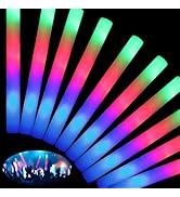 HONLYNE 120 PCS Foam Glow Sticks with 3 Modes Colorful Flashing, LED Light Stick Gift with 12 Glo...