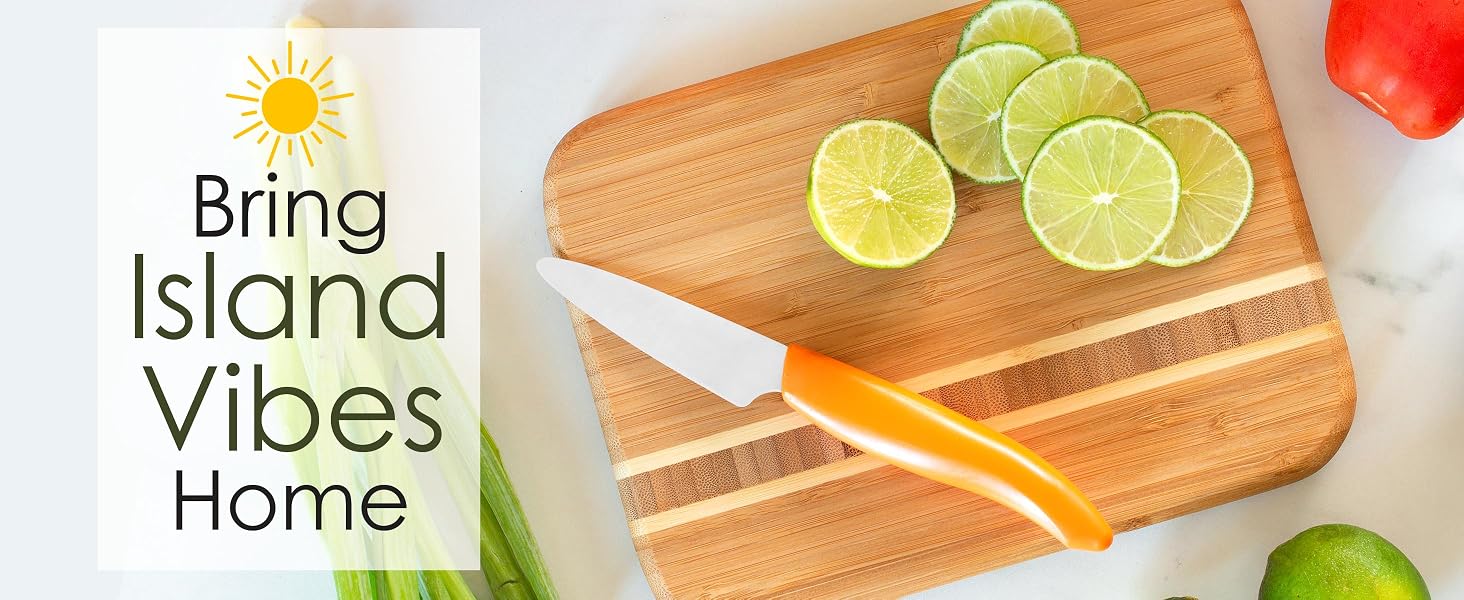 The Barbados Serving and Cutting Board being used to slice limes.