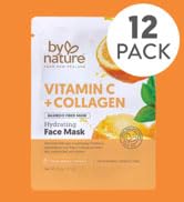 By Nature Vitamin C + Collagen Sheet Face Mask with Vitamin E – Firming, Anti-Aging Facial Treatm...