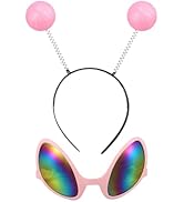 BESTYASH 1 Set Alien Glasses Head Boppers Antenna Alien Rainbow Lens Glasses Alien Costume Access...