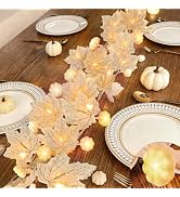 3D Pumpkin Lights & 40 LED 2 Pack Fall Garland Fall Decor Total 13FT | Maples Leaf Garland Fall L...