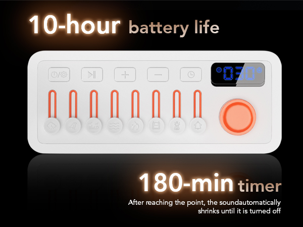 10-hour battery life & 180-min timer