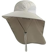 Outdoor Sun Hat for Men with 50+ UPF Protection Safari Cap Wide Brim Fishing Hat with Neck Flap, ...