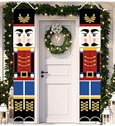 Christmas Decorations Nutcracker Soldier Banner Xmas Porch Front Door Sign Welcome Banner for Wal...