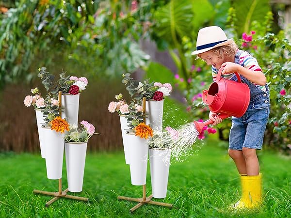 flower bar stand flower display stand with buckets flower stand display