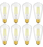8W Vintage LED Edison Light Bulbs 100W Incandescent Equivalent, 1400LM, E26 Base LED Filament Bul...