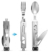 Joycube 5 in 1 Detachable Camping Utensils Flatware Set, Multifunction Travel Pocket Cutlery Fold...