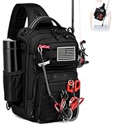 oinitiry Fishing Sling Bag, Fishing Bag With Rod Holder Fixed Stickers, MOLLE System, Soft Bait &...