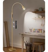 GOEBLESON Reading Floor Lamp, 74.2" Tall LED Lamp, with 360° Flexible Gooseneck & Touch & Remote ...