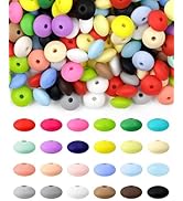 240PCS FIVEIZERO Silicone Lentil Beads,12mm 24 Colors Silicone Abacus Beads Silicone Beads Bulk S...