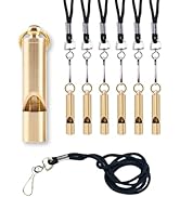 FUTURESTEPS 6 Pack Brass Whistles with Lanyards for Home and Outdoor Use, Small Whistles with Lan...